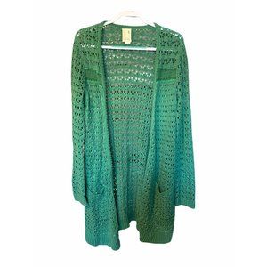 ANTHROPOLOGIE FAR AWAY FROM CLOSE CROCHET CARDIGAN SZ L